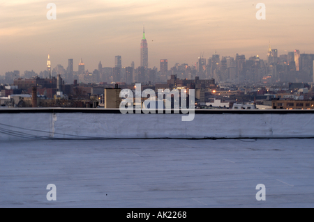 Skyline of Manhattan afternoon from Bushwick Brooklyn New York City USA Stock Photo