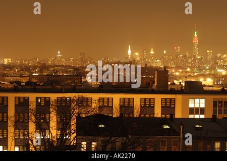 Skyline of Manhattan afternoon from Bushwick Brooklyn New York City USA Stock Photo