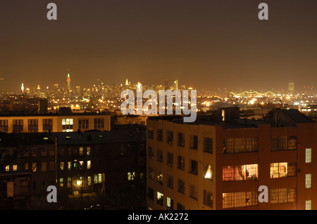 Skyline of Manhattan afternoon from Bushwick Brooklyn New York City USA Stock Photo