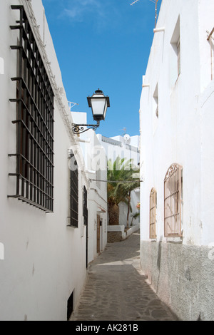 Narrow street in the Old Town, Mojacar, Almeria, Andalucia, Spain Stock Photo