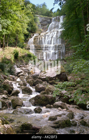 Eventail Falls, Cascades du Herisson, Region des Lacs, Jura, France Stock Photo