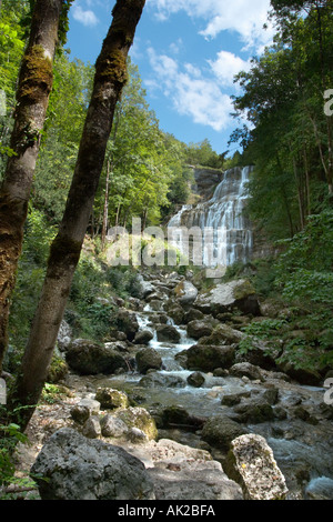 Eventail Falls, Cascades du Herisson, Region des Lacs, Jura, France Stock Photo