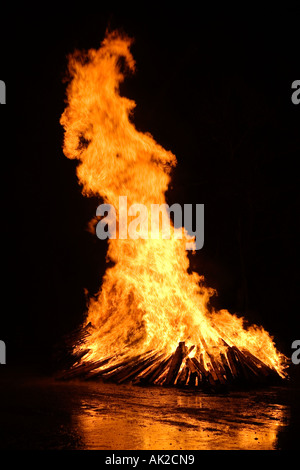 Swiss national-holiday, 1. August-fires in Tentlingen, canton Freiburg, Switzerland Stock Photo