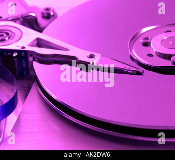 Computer Hard Disk Drive Interior Close Up Stock Photo