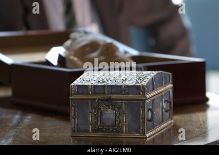 Mary Queen of Scots death mask and her letter casket Stock Photo