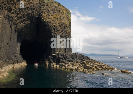Isle of Staffa with Fingal s Cave on the left. Off Mull Argyll and Bute Scotland