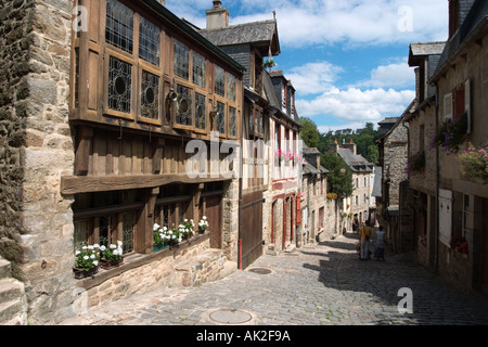 Rue du Petit Fort, Street leading to the Port Area, Dinan, Brittany, France Stock Photo