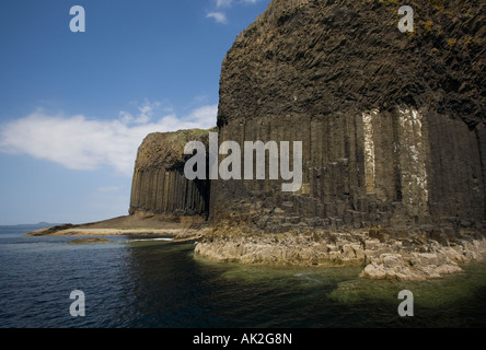 Isle of Staffa with entrance to Fingal s Cave on the right Off Mull Argyll and Bute Scotland