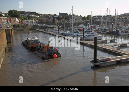 Dredger Watchet harbour Somerset England Stock Photo