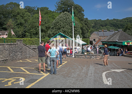 Tourists at the entrance Wookey Hole caves , Somerset, England Stock Photo