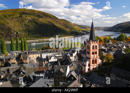 Rhine valley town of Bacharach, St. Peter's Church, Germany Stock Photo