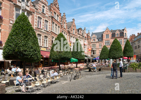 Pavement cafes in Oude Markt, Leuven, Belgium Stock Photo