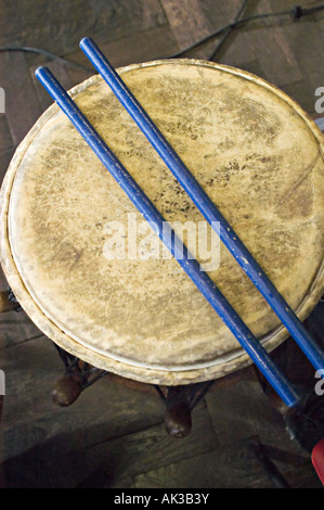 drum stick at rest in an african drumming workshop Stock Photo