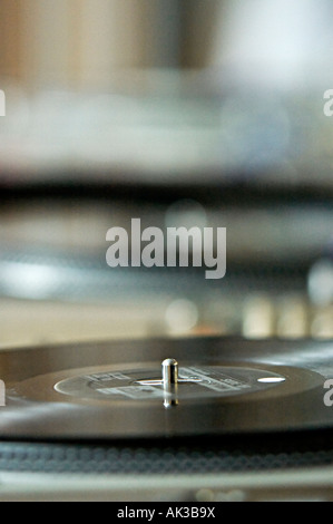 dj mixing records on some decks Stock Photo