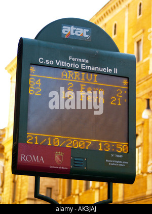 ATAC electronic bus stop sign Rome Italy Stock Photo