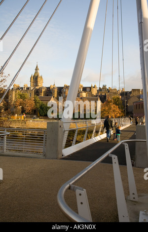 The James Thomson footbridge in Hawick, Scottish Borders, opened in 2006 Stock Photo