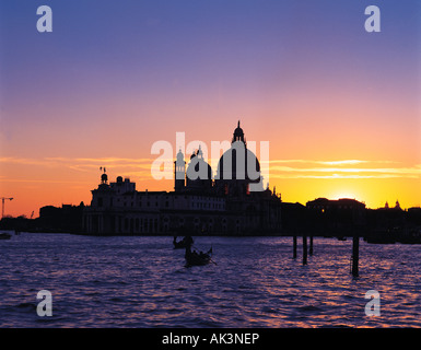 Sunset over gondolas on the Grand Canal in Venice, Italy Stock Photo ...