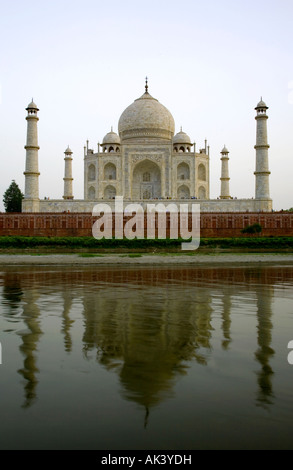 Taj Mahal reflected in the Yamuna river. Agra. India Stock Photo