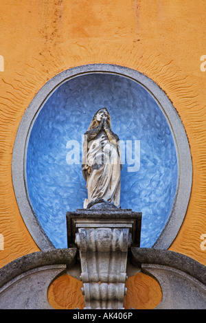 A portrait shot of a statue of the blessed virgin Mary. Stock Photo