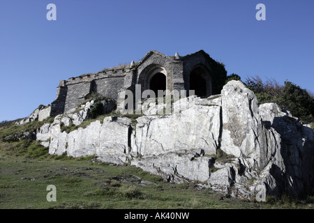 Queen Adelaide's Grotto at Penlee Point  Rame Peninsula Cornwall on a coastal footpath looking to Plymouth sound Stock Photo