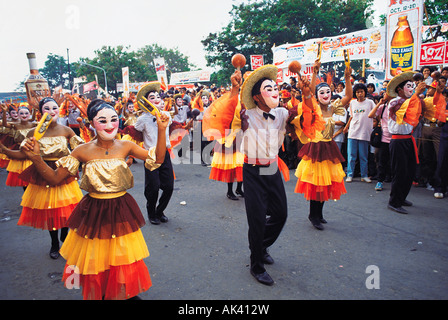 Philippines. Bacolod. Masskara Festival. People in street costume parade. Stock Photo