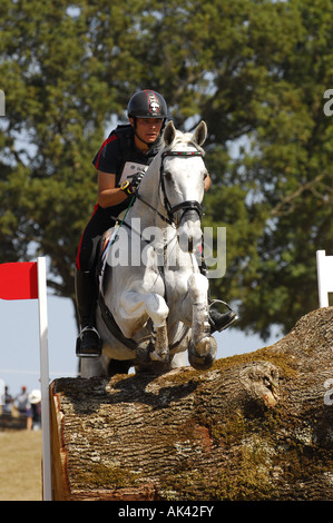 Three day event rider Francesco Zaza taking part in the Cross country Phase of the European Championships at Pratoni Italy Stock Photo