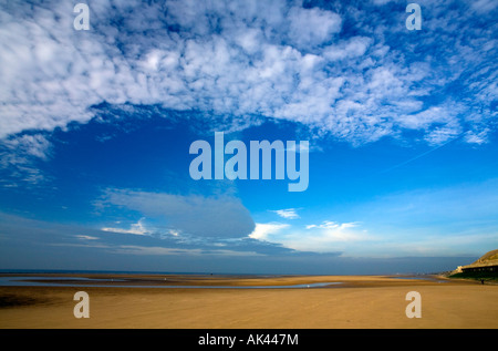 Dramatic Clouds over the Beach at Bispham. Stock Photo
