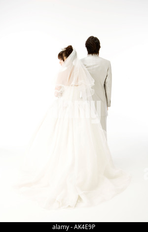 Portrait of bride and bridegroom, rear view Stock Photo