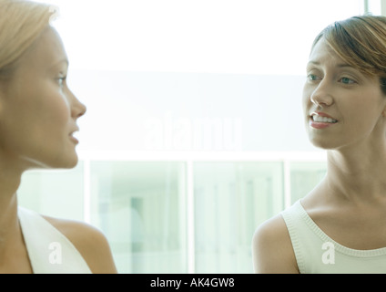 Two women speaking to each other Stock Photo
