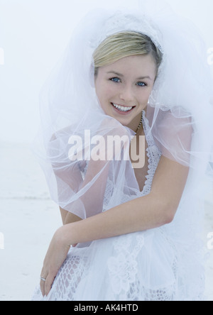 Bride smiling, portrait Stock Photo