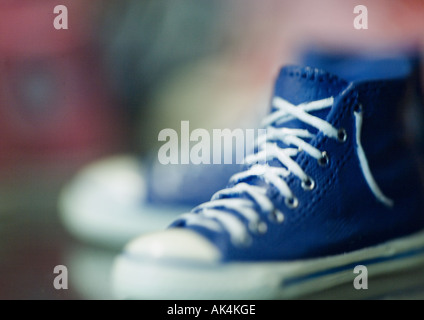 Pair of blue canvas shoes Stock Photo