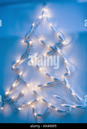 Christmas tree shape made out of christmas lights Stock Photo