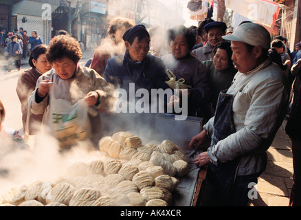 China, Shanghai, Xujiahui, Street vendors, Food stalls, Stock Photo