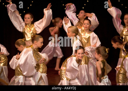 Young dancers appear in a dance shool production uk Stock Photo