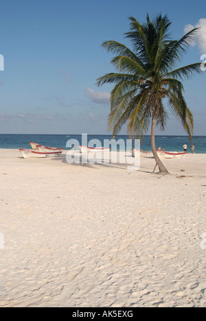 Fishing boats at sunset at Tulum, Quintana Roo State Yucatan Peninsula ...