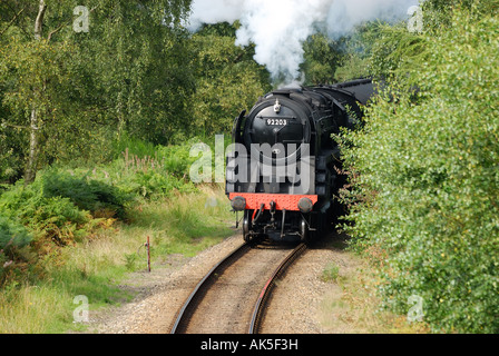 Steam Locomotive at full steam in the countryside on the poppyline in 'North Norfolk ' UK Stock Photo