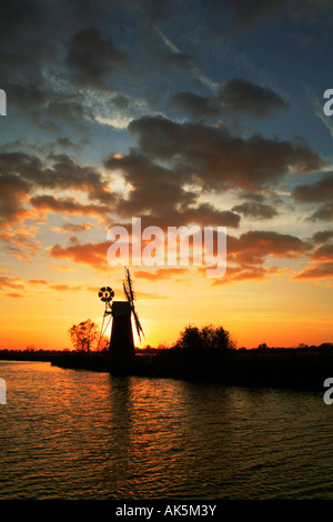 Sunset Over The River Ant And Turf Fen Drainage Mill Near Ludham 