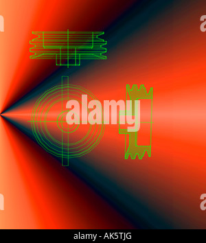 abstract view of hardware tools against colorful background Stock Photo