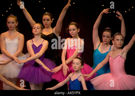 Young ballerinas appear in a dance shool production uk Stock Photo