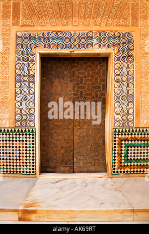 Door Detail Fachada de Comares Courtyard of the Mexuar Alhambra Stock Photo