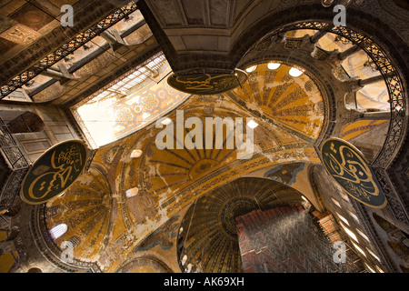 Main Dome Ceiling and Gallery Hagia Sophia Stock Photo