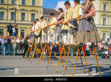 Europe Germany Munich Beer Festival Oktoberfest colorful traditional parade take place every year in Munich. Stock Photo