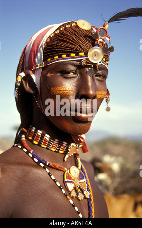 Samburu warrior portrait Stock Photo