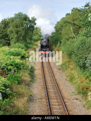 Steam Locomotive at full steam in the countryside on the poppyline in 'North Norfolk' UK Stock Photo