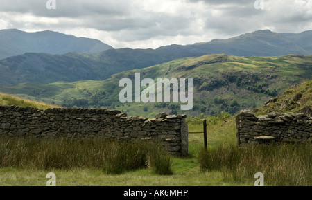 View to the fells from Alcock Tarn near Grasmere Cumbria UK Stock Photo