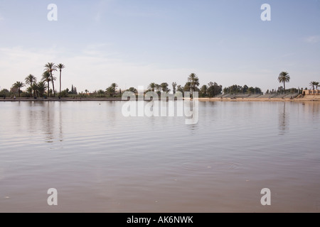 The pool or basin at Menara Gardens Marrakesh, Morocco,Africa. Stock Photo