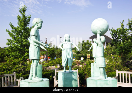 Statues of Children of the World in the Lena Meijer Children s Garden Grand Rapids Michigan MI Stock Photo