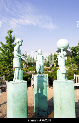 Statues of Children of the World in the Lena Meijer Children s Garden Grand Rapids Michigan MI Stock Photo