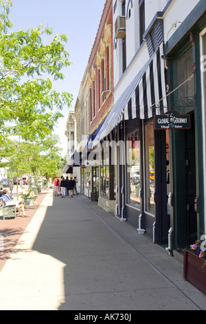 WISCONSIN Lake Geneva Downtown shopping district of small town popular ...