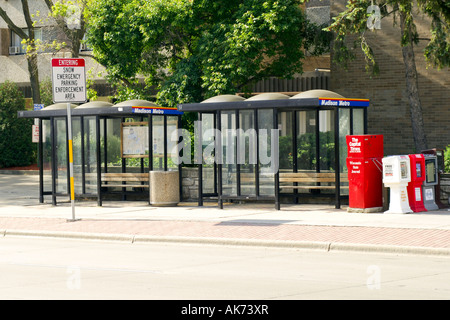 Madison Metro Public transport Bus stop Stock Photo